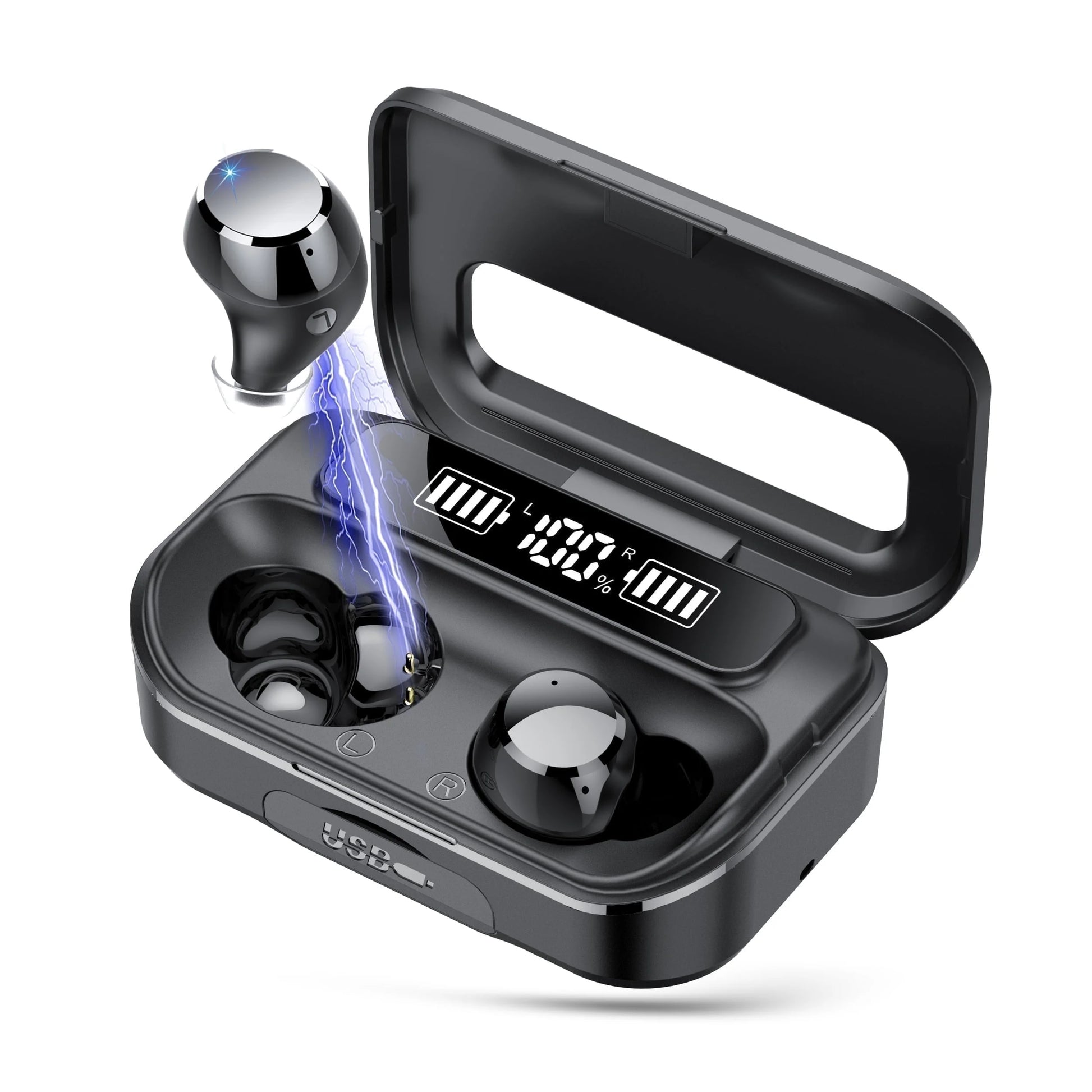 2025 New Wireless Earbuds Bluetooth 5.3 in Ear Stereo Headphones Noise Cancelling for Android Ios 140Hrs Mic USB-C Charging Case LED Battery Display IP7 Waterproof Headset for Workout Running