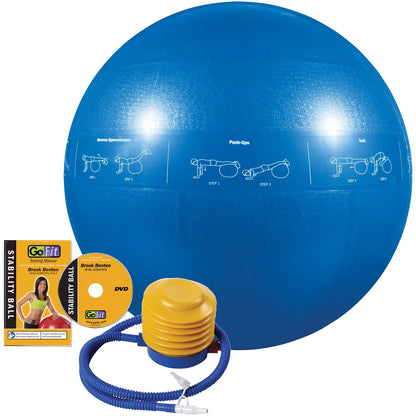 GF-55PRO Professional Grade Core Stability Ball (75 Cm; Blue) & GF-YOGA Yoga Mat with Yoga Position Poster