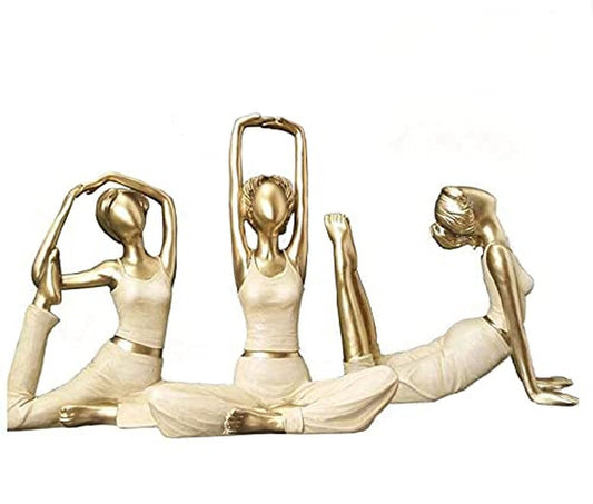 Vintage Brass Gold Yoga Figurine Meditation Yoga Statue Decorative Stretching...