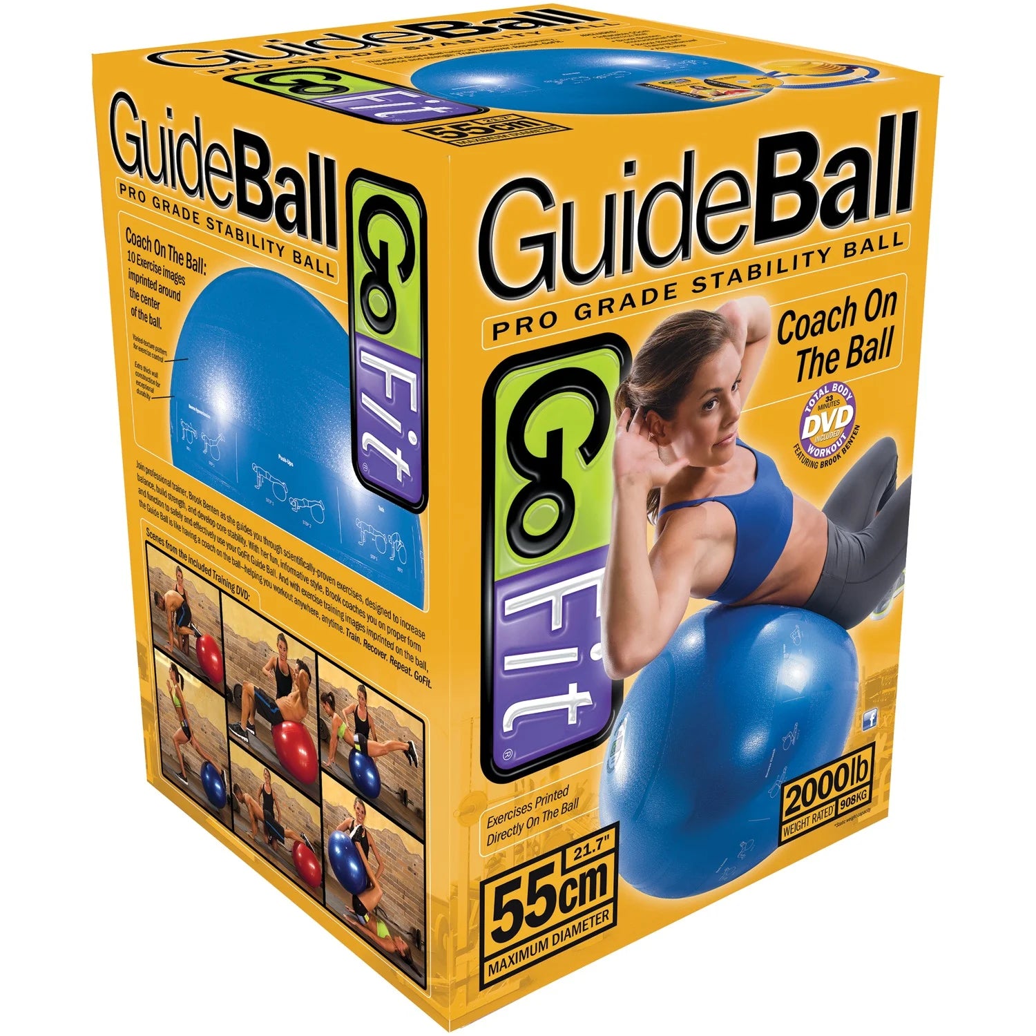GF-55PRO Professional Grade Core Stability Ball (75 Cm; Blue) & GF-YOGA Yoga Mat with Yoga Position Poster