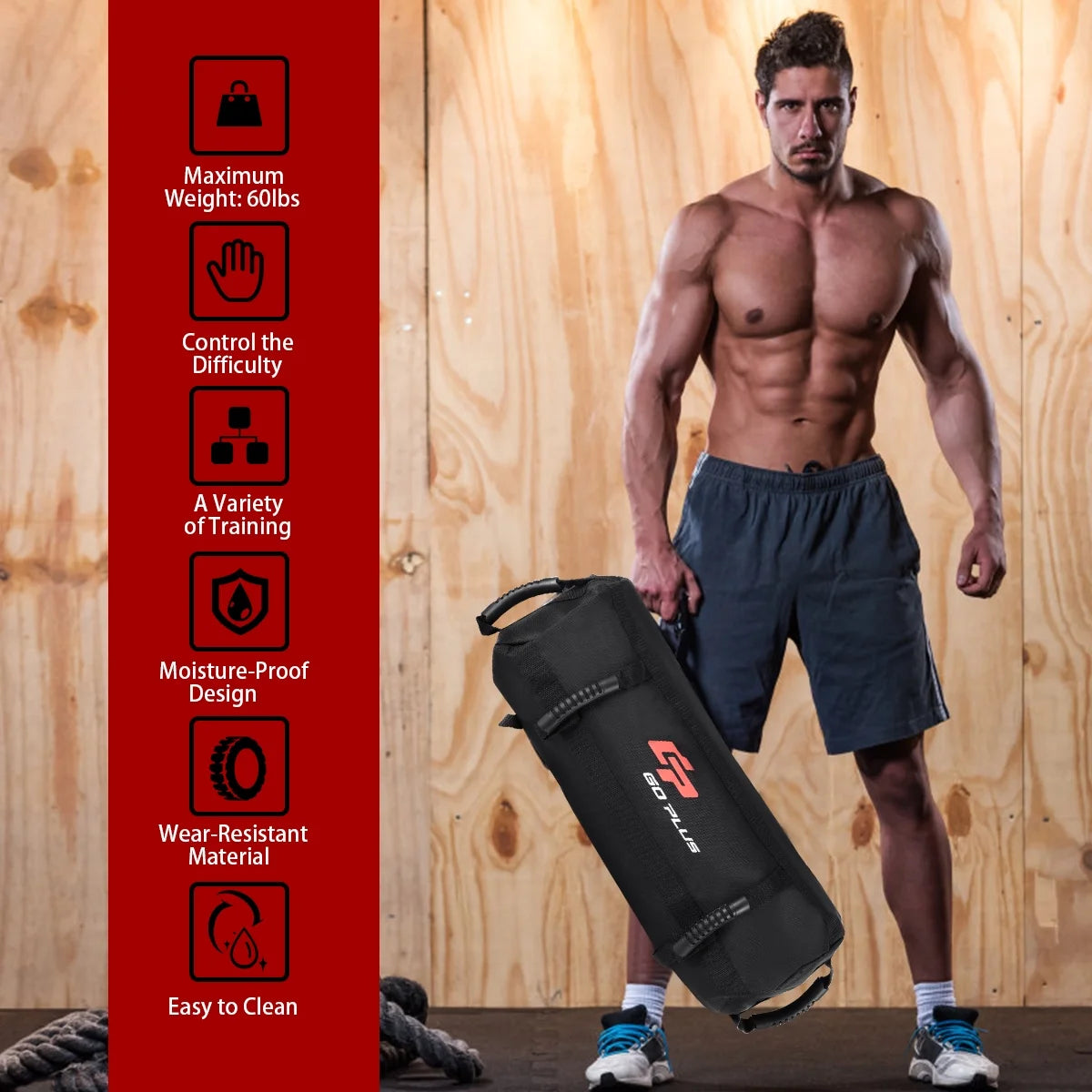 Goplus 60Lbs Body Press Sturdy Fitness Exercise Weighted Sandbags W Filler Bags
