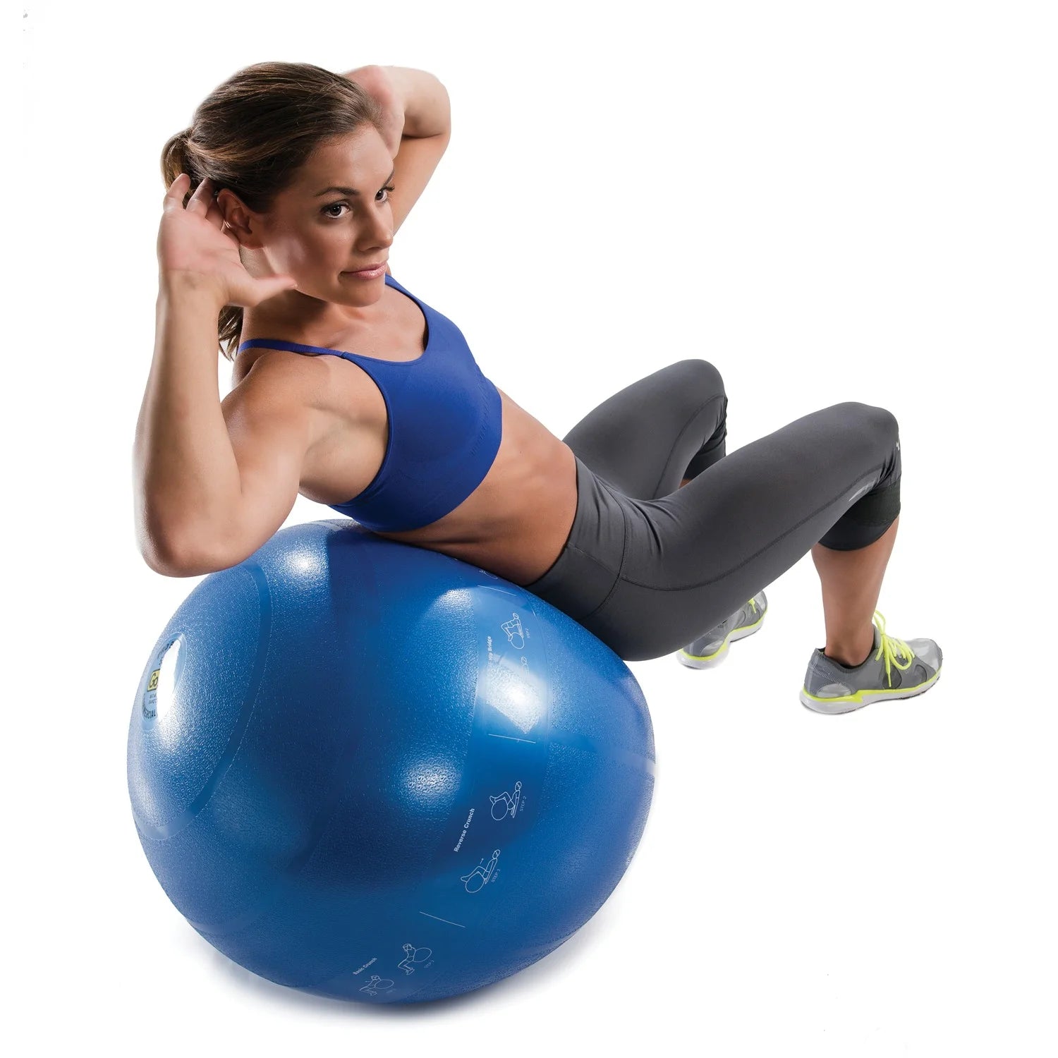 GF-55PRO Professional Grade Core Stability Ball (75 Cm; Blue) & GF-YOGA Yoga Mat with Yoga Position Poster